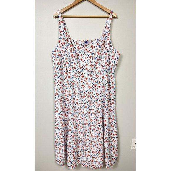 Old Navy Dresses & Skirts - Old Navy Dress Women 3X White Blue Red Linen Floral Sleeveless Sundress Tropical